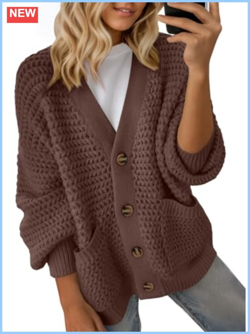 Dokotoo Women's Open Front Long Sleeve Chunky Knit Cardigan Sweater